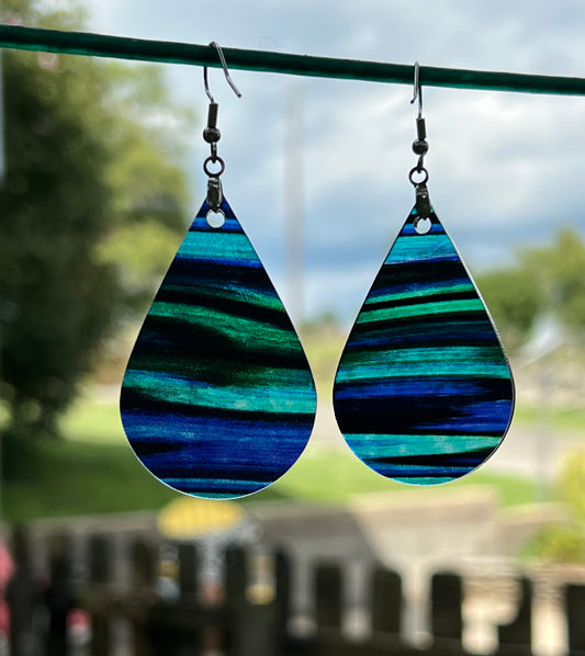 Blue Wave Tie Die Earrings