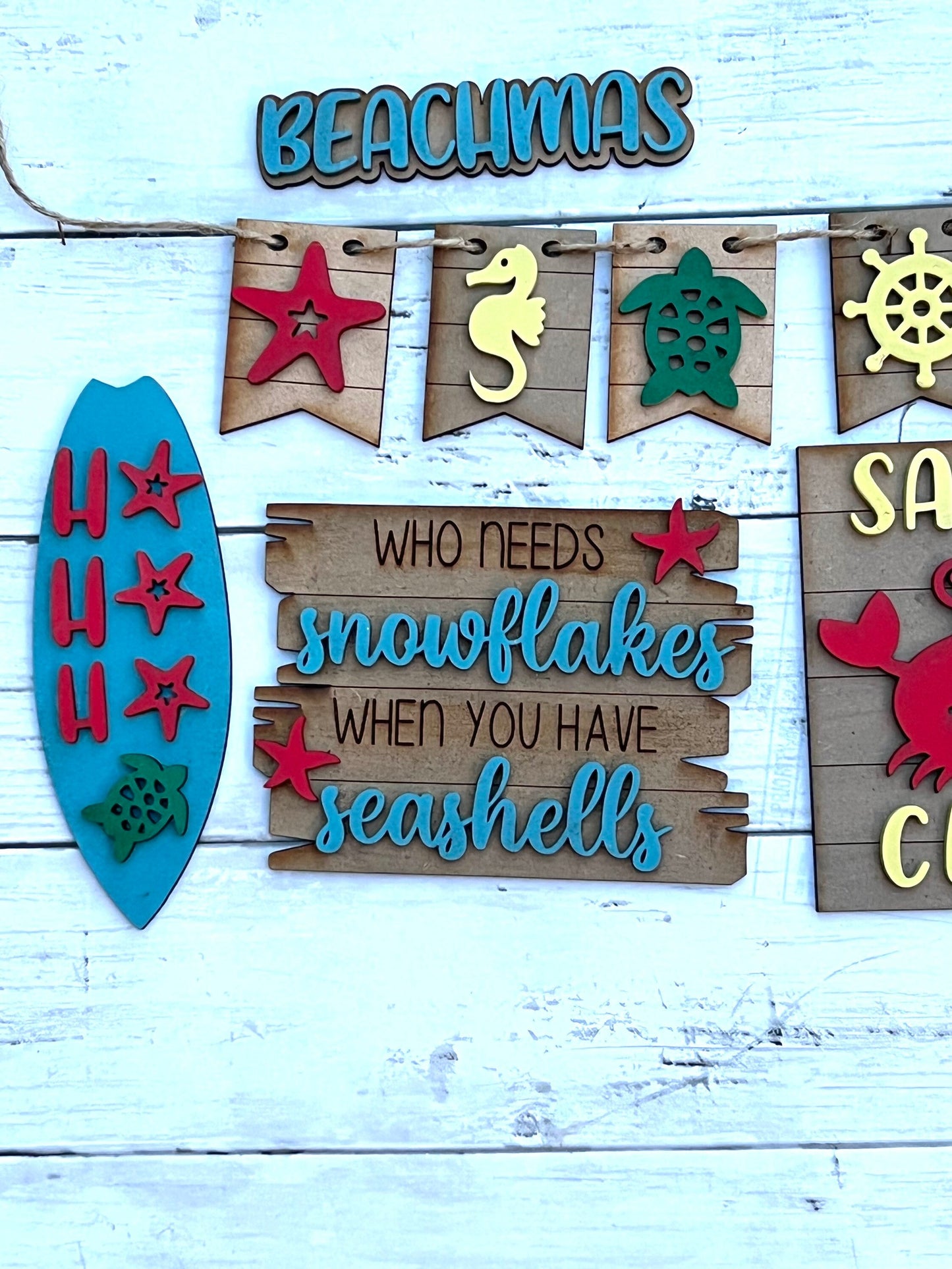 Beach Christmas Tiered Tray Decor